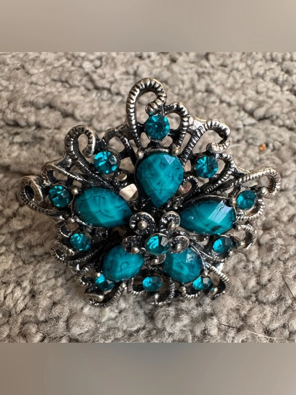 Turquoise Floral Statement Ring - Elegant Women’s Jewelry